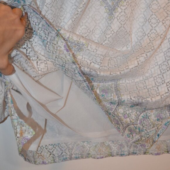 ALFRED DUNNER Polyester woven Light White Green Floral Prints Lining Blouse XL - Picture 5 of 9